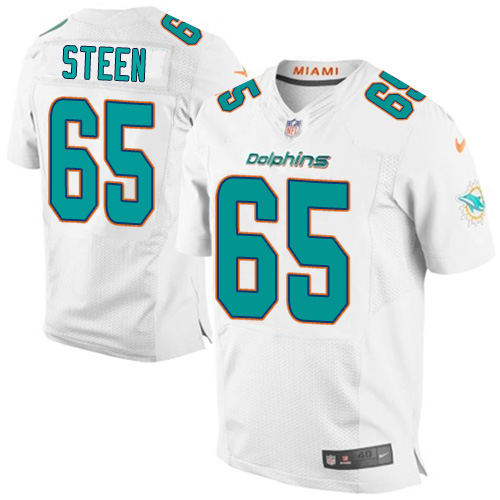 Men's Elite Anthony Steen Nike Jersey White Road - #65 NFL Miami Dolphins